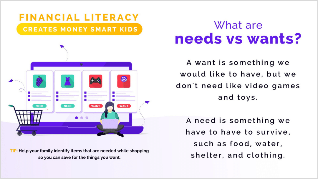 financial literacy poster needs wants rise vision