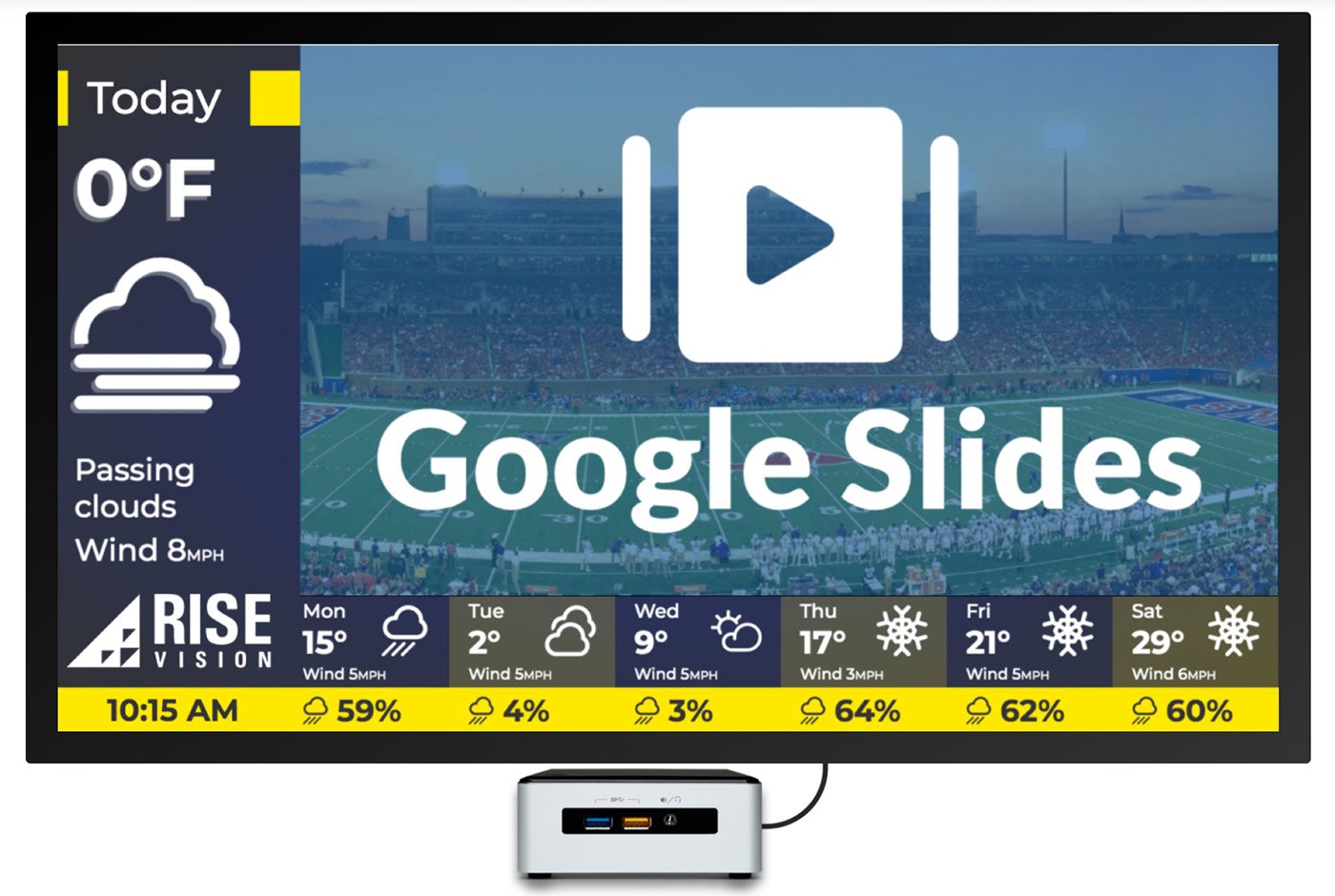 Google Slides With Weather Feed Digital Signage Template