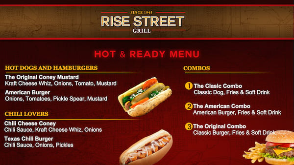 red and maroon digital signage template for grill or restaurant