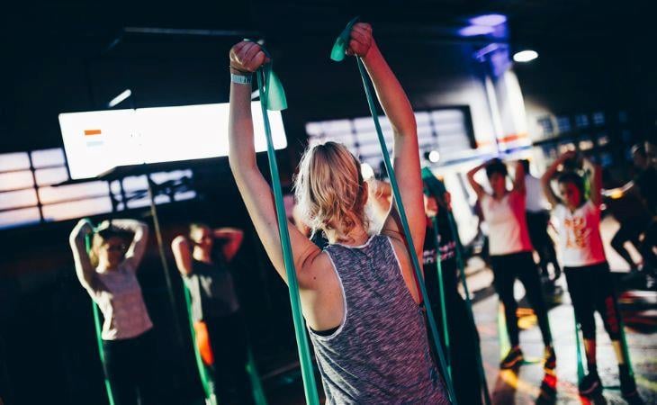 A fitness instructor leading a new class.