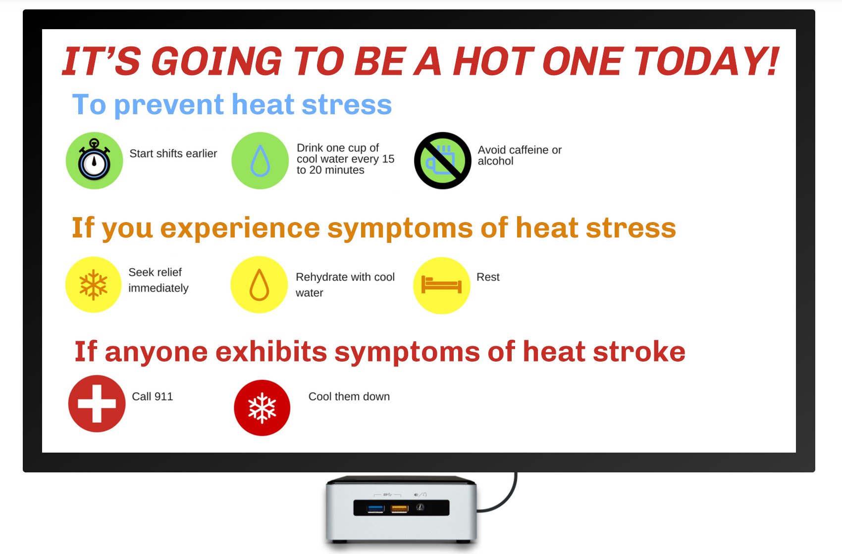 heat exhaustion prevention tips digital signage
