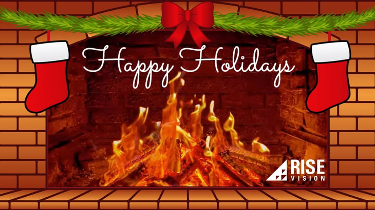 holiday fireplace digital signage template