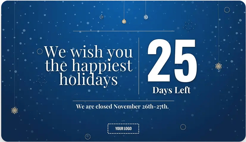 Rise Vision digital signage template for holiday countdown