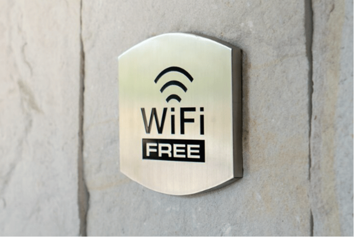 An informational wayfinding sign saying free WiFi.