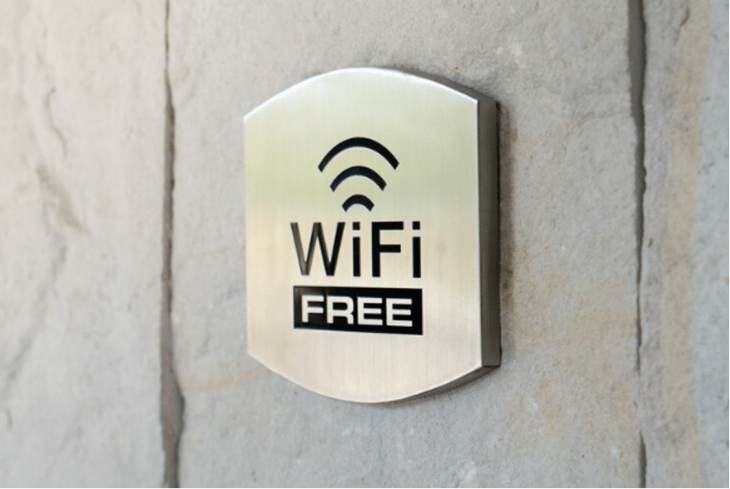 An informational wayfinding sign saying free WiFi.