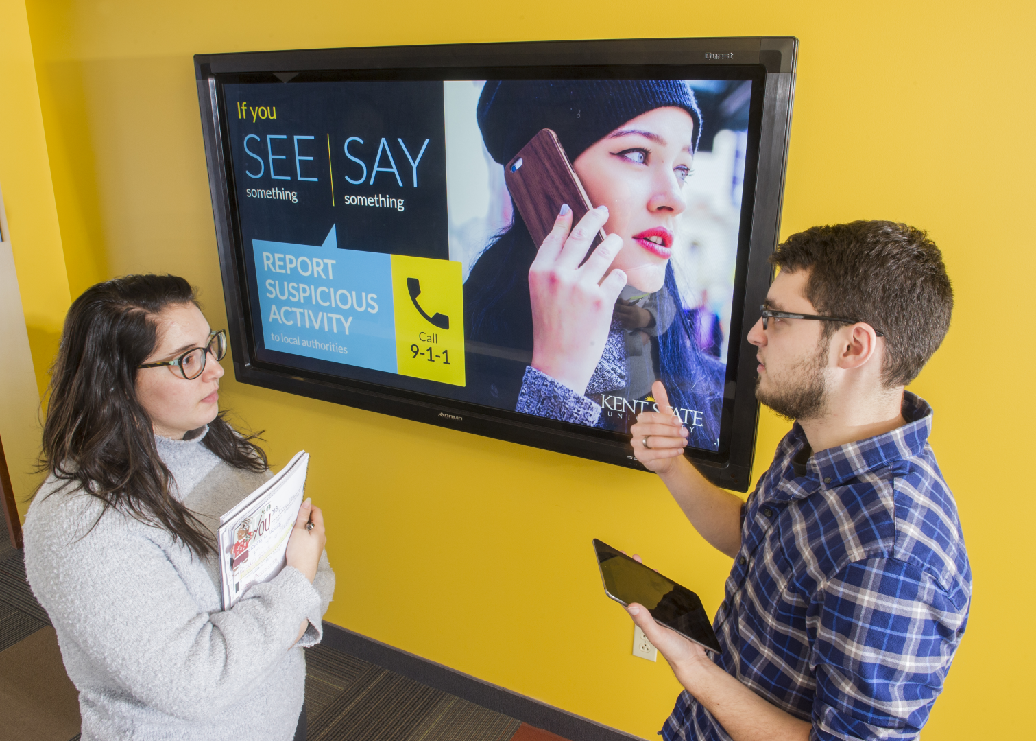 Safety digital signage at Kent State University 