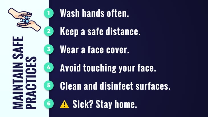 A sign showing six steps to prevent the spread of the coronavirus.