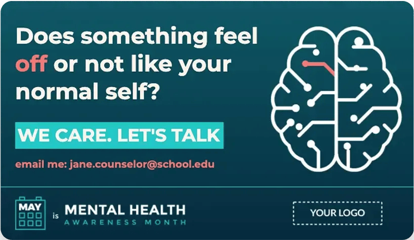 Rise Vision digital signage template for mental health