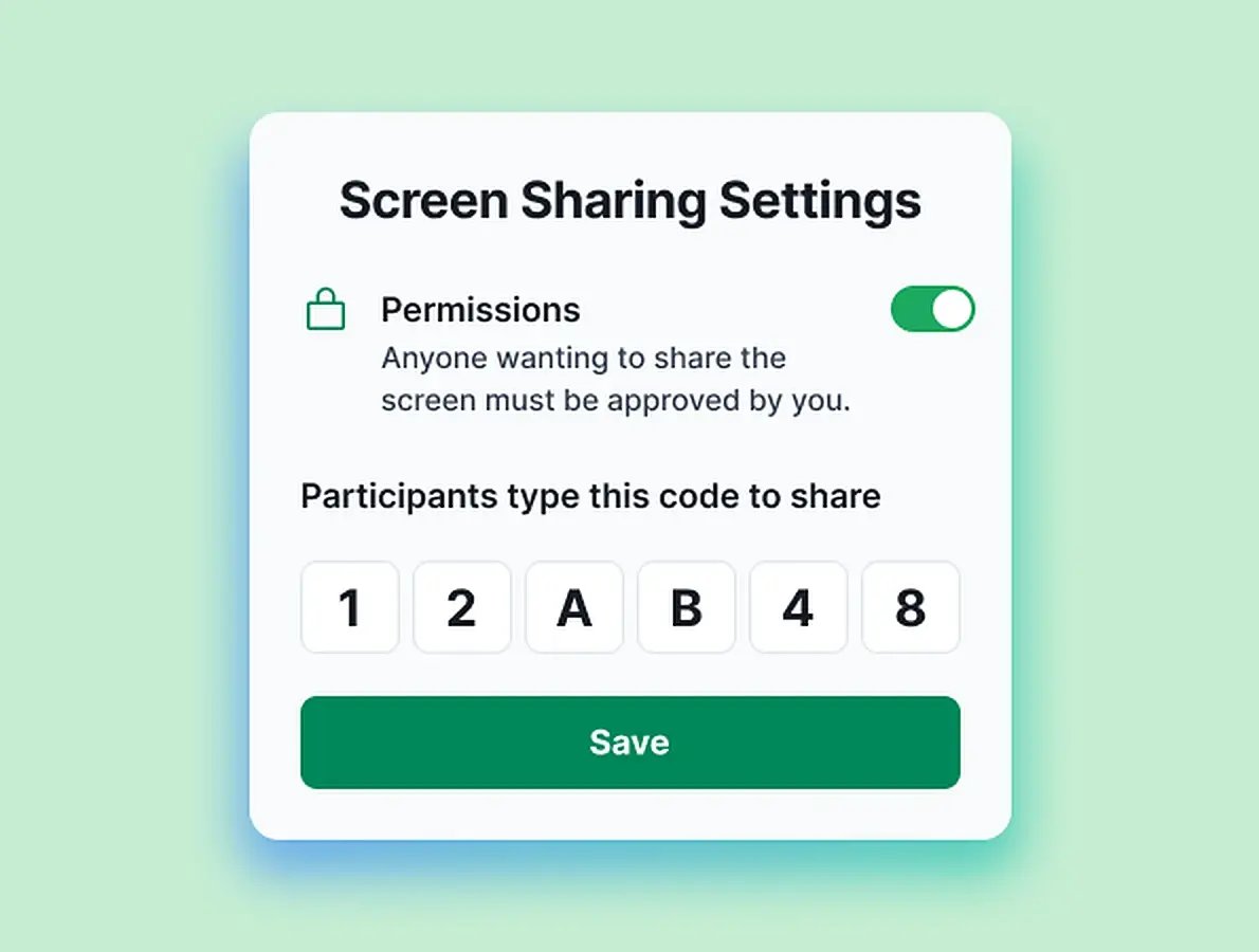 Rise Vision screen sharing settings with a code to connect to the right display, a Mersive Solstice alternative