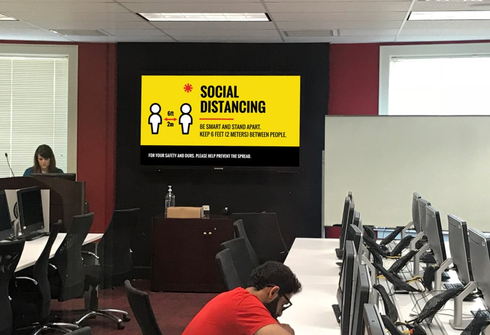 office social distancing digital signage