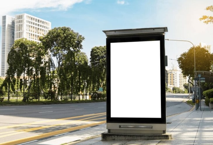 Digital signage outdoors under intense sunlight.