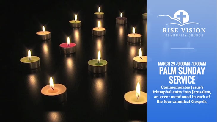 Left side image of candles - right side text and information