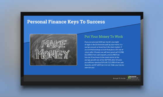 finance keys to success digital signage template