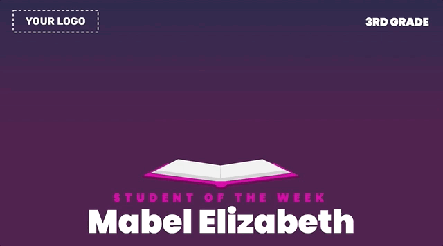 student of the week girl digital signage template.