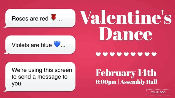 Valentine's Day Dance digital signage template