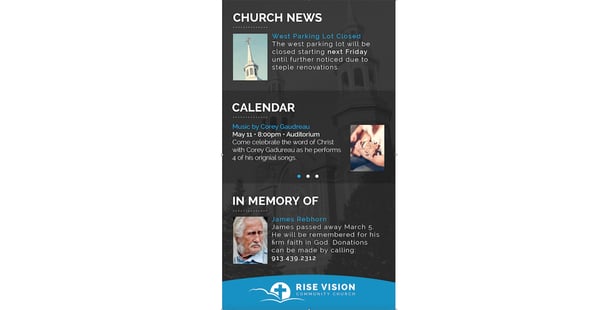 digital signage for churches in portrait mode