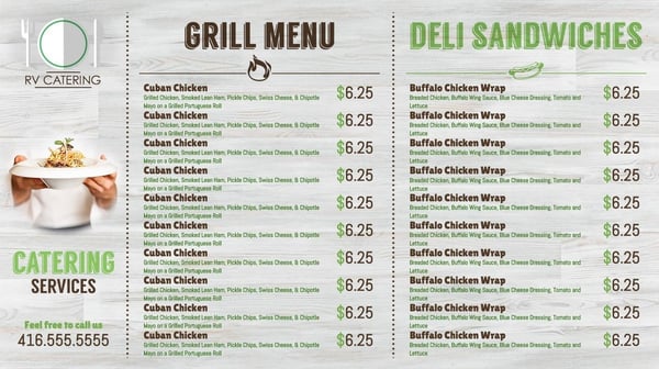 menu board for digital signage