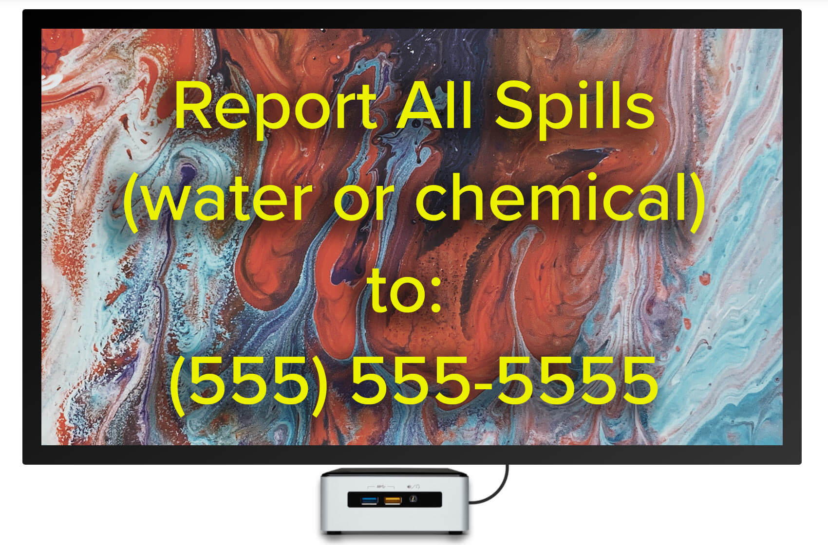 report spills slip hazard digital signage
