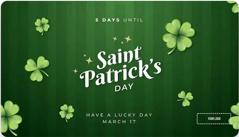 Rise Vision digital signage template for Saint Patrick's day