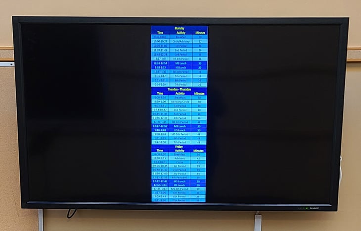 school calendar digital signage