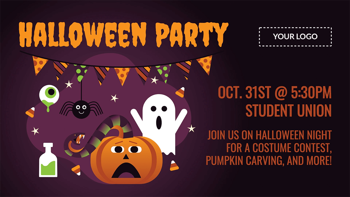 school halloween party digital signage template