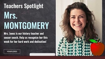 School hallway teacher spotlight digital signage