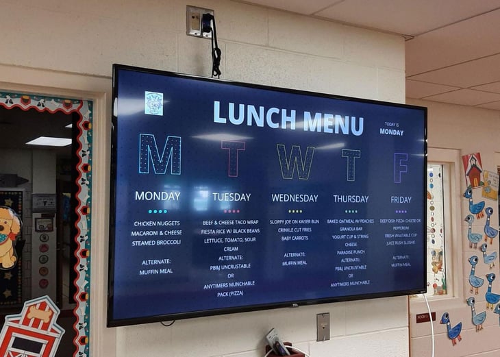 school lunch digital menu