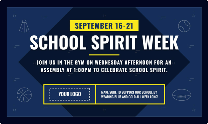 school spirit week digital signage template