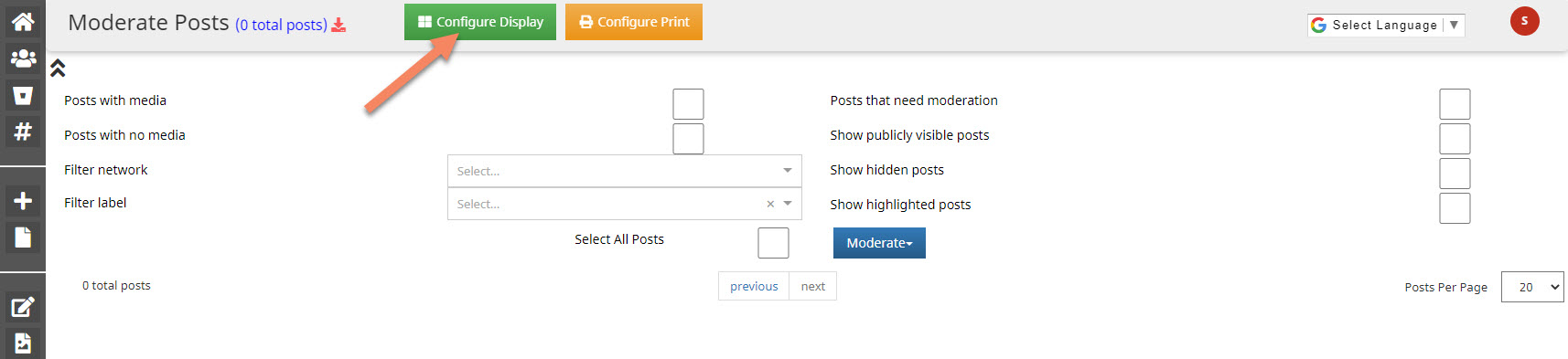 Instagram social media wall configure display