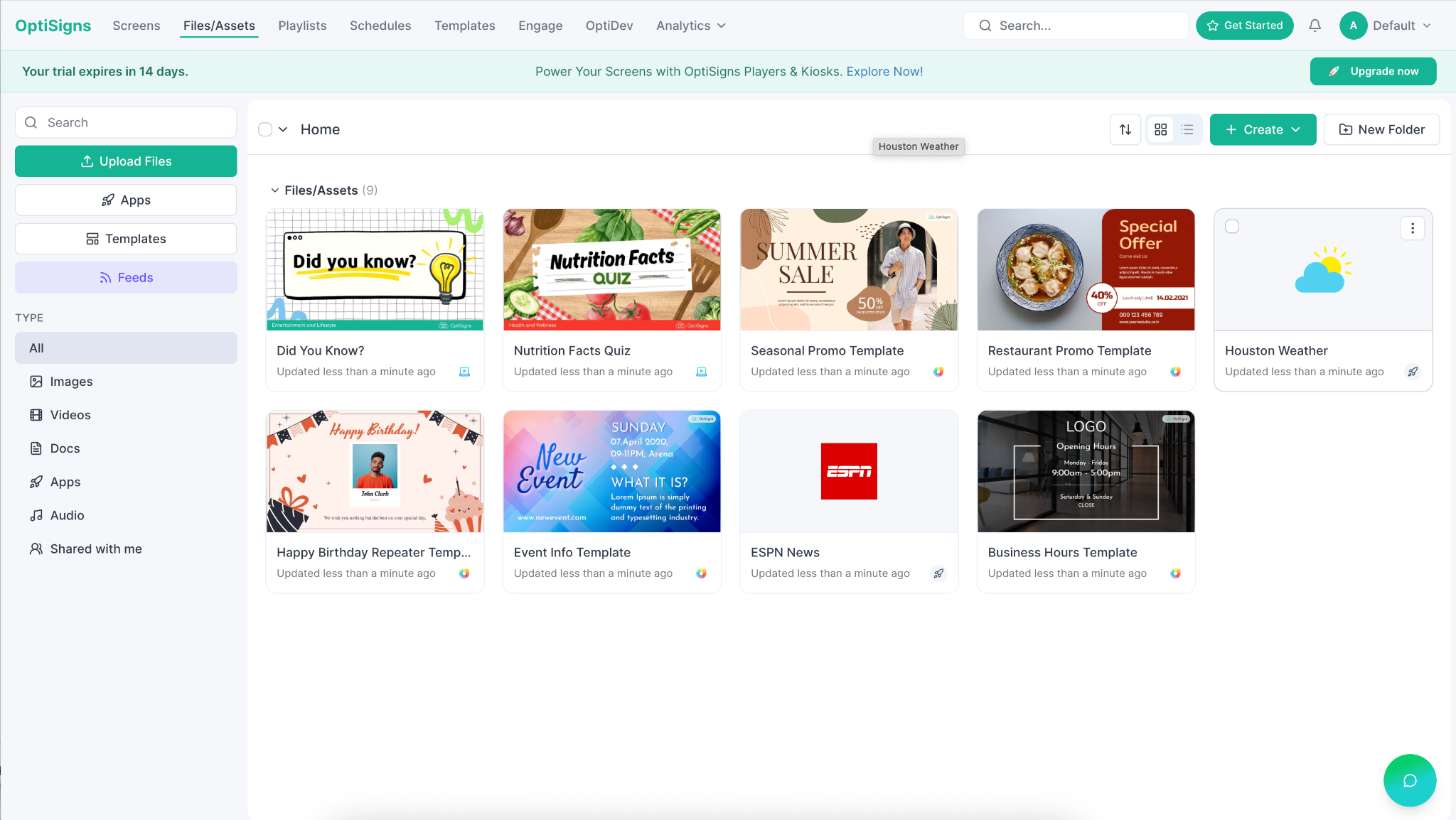 Optisigns landing page