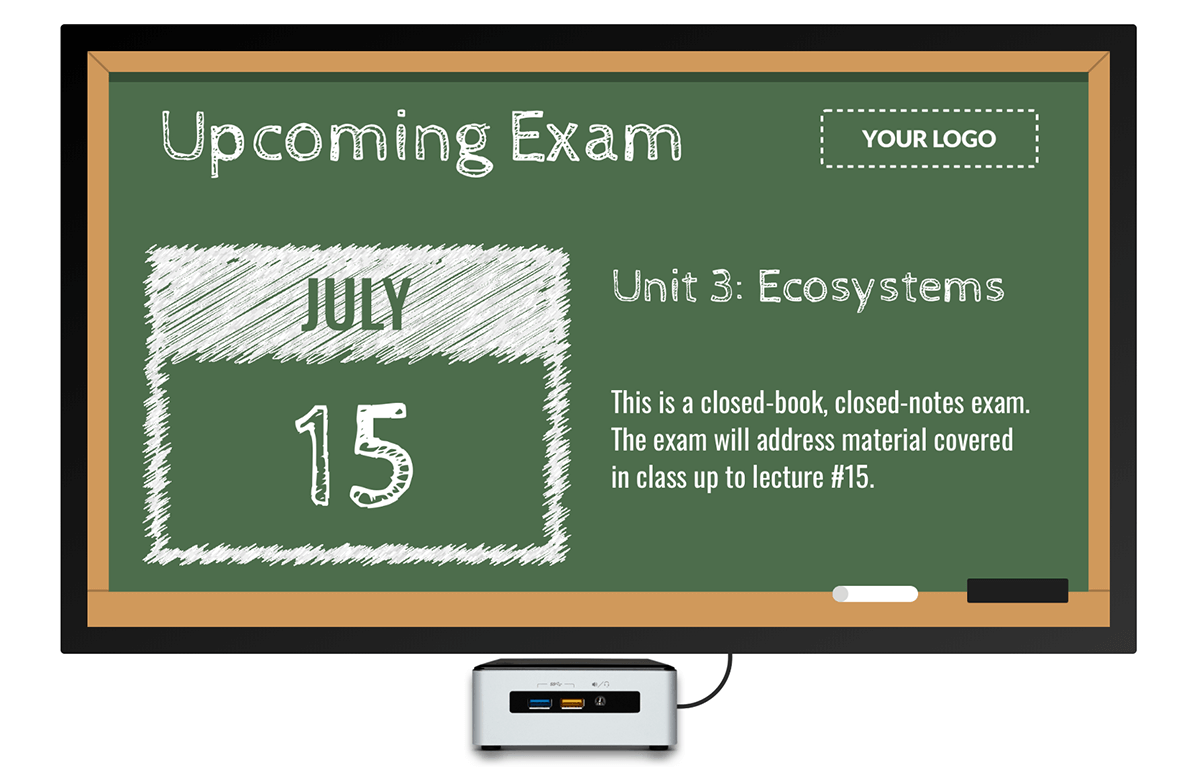 upcoming school example digital signage template