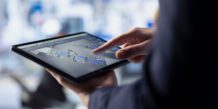 Using a digital signage tablet.