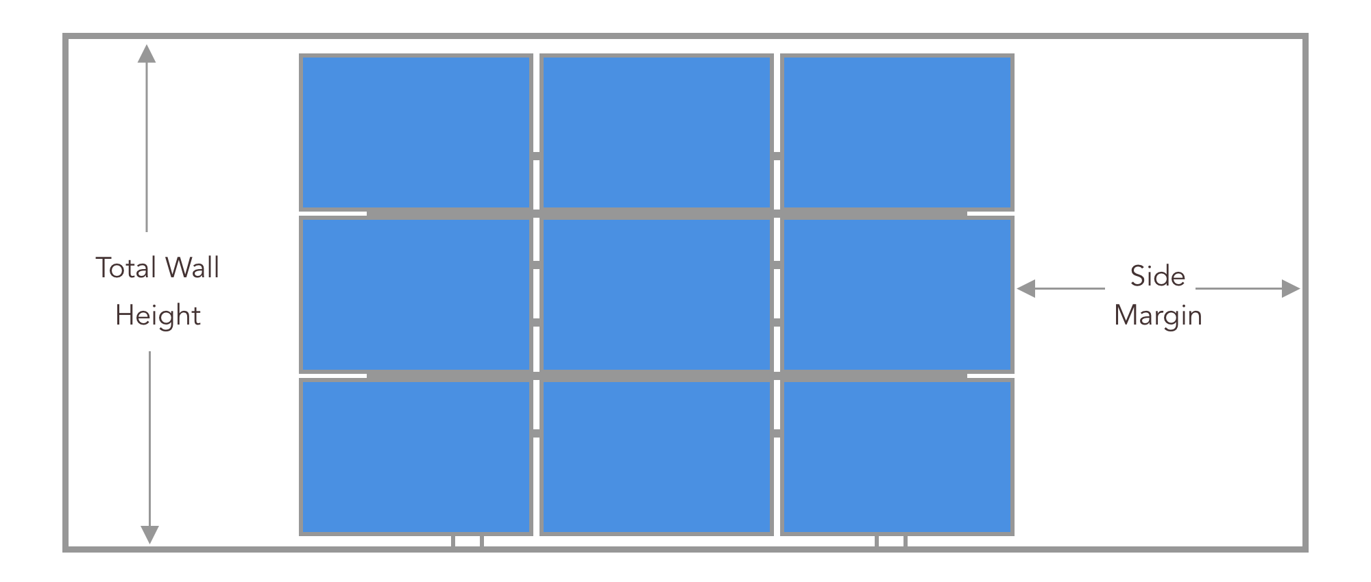 video grid display with displays installed