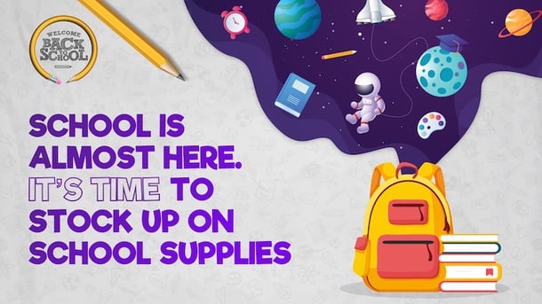Use this school supplies poster to welcome students back to school.