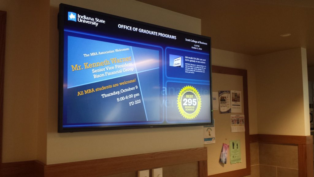 Indiana State University Digital Signage in Hallway