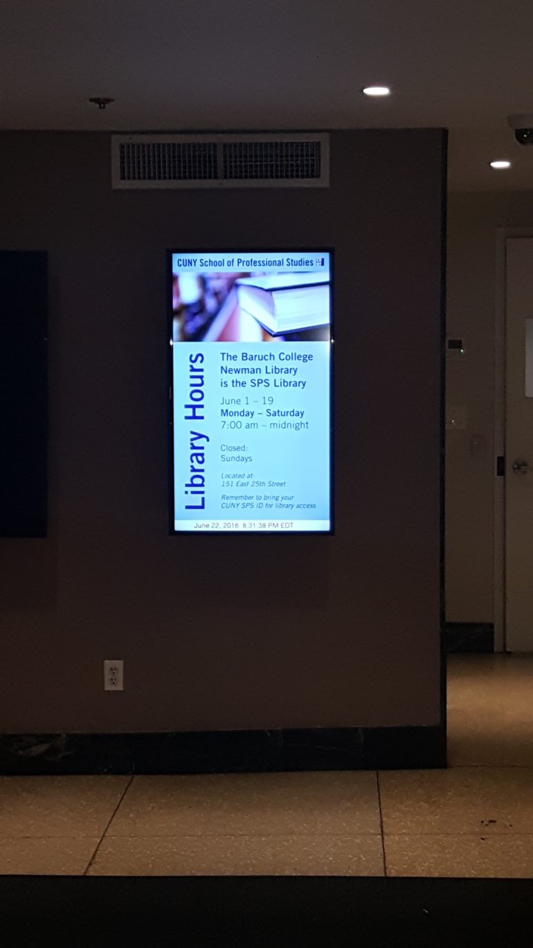 CUNY School of Professional Studies Digital Display