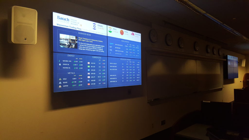 Baruch College Wasserman Trading Floor Digital Displays