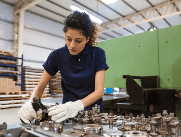 Woman working in an industrial setting