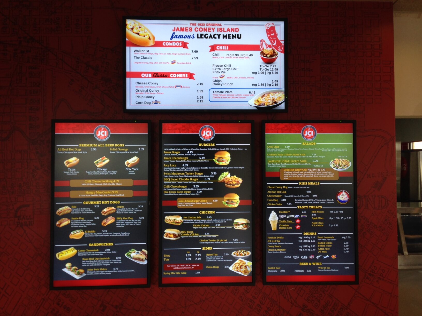 digital menu board 3 screen signage