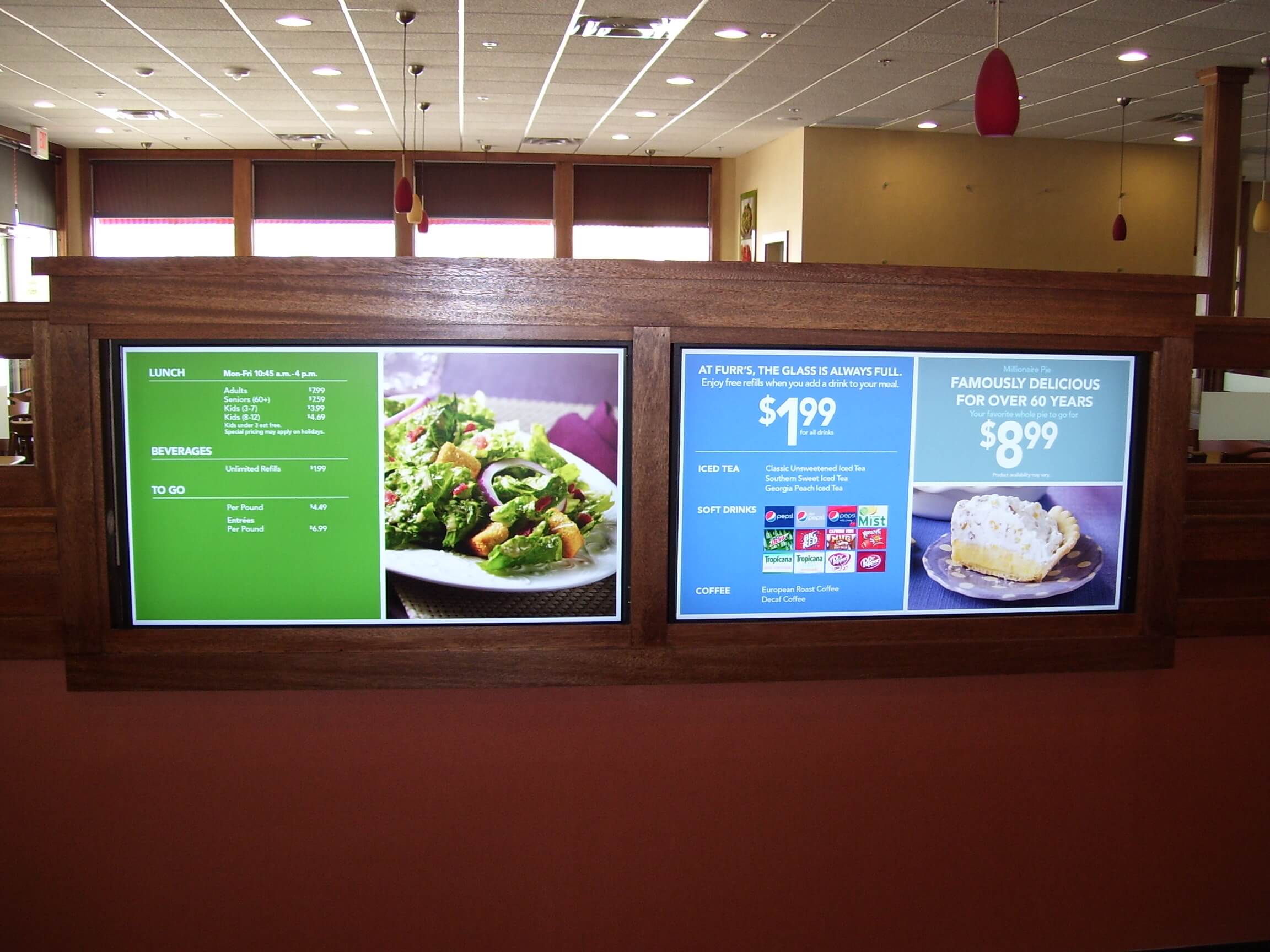 digital menu board two screen