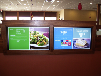 digital menu board 2 screen signage