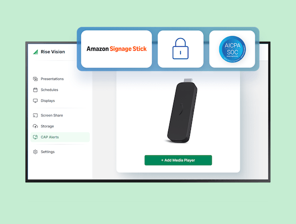 Amazon Signage Stick with icons overlaid