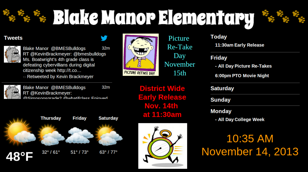 Blake Manor Elementary School Digital Signage