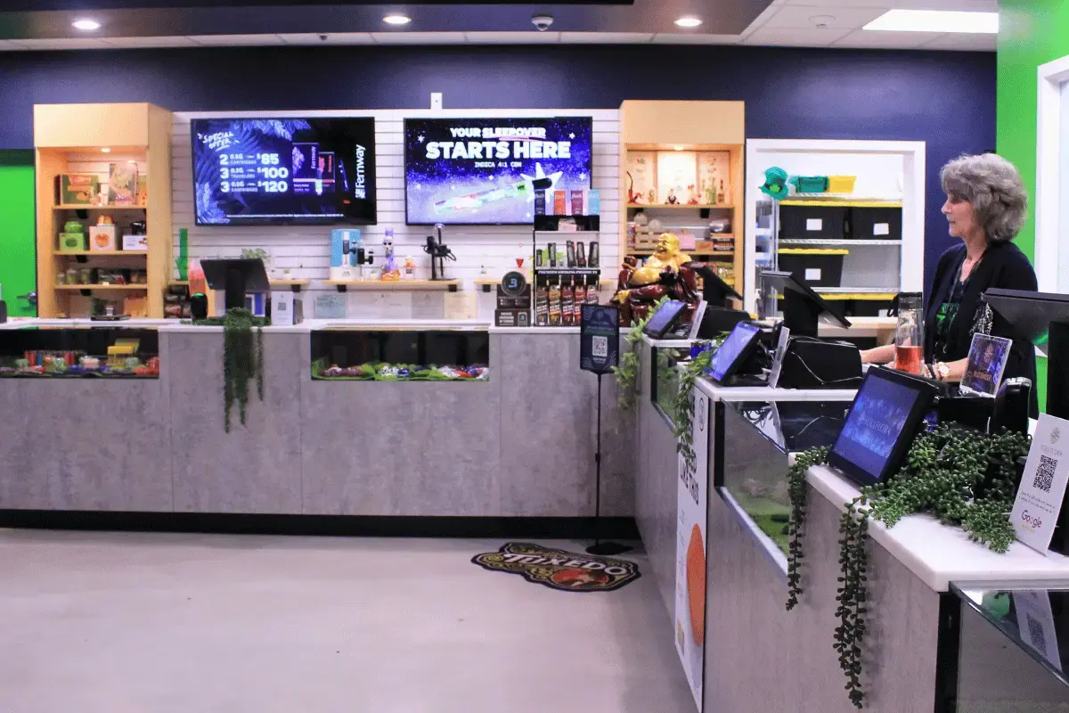 Retail with Christmas decoration and digital signage posted