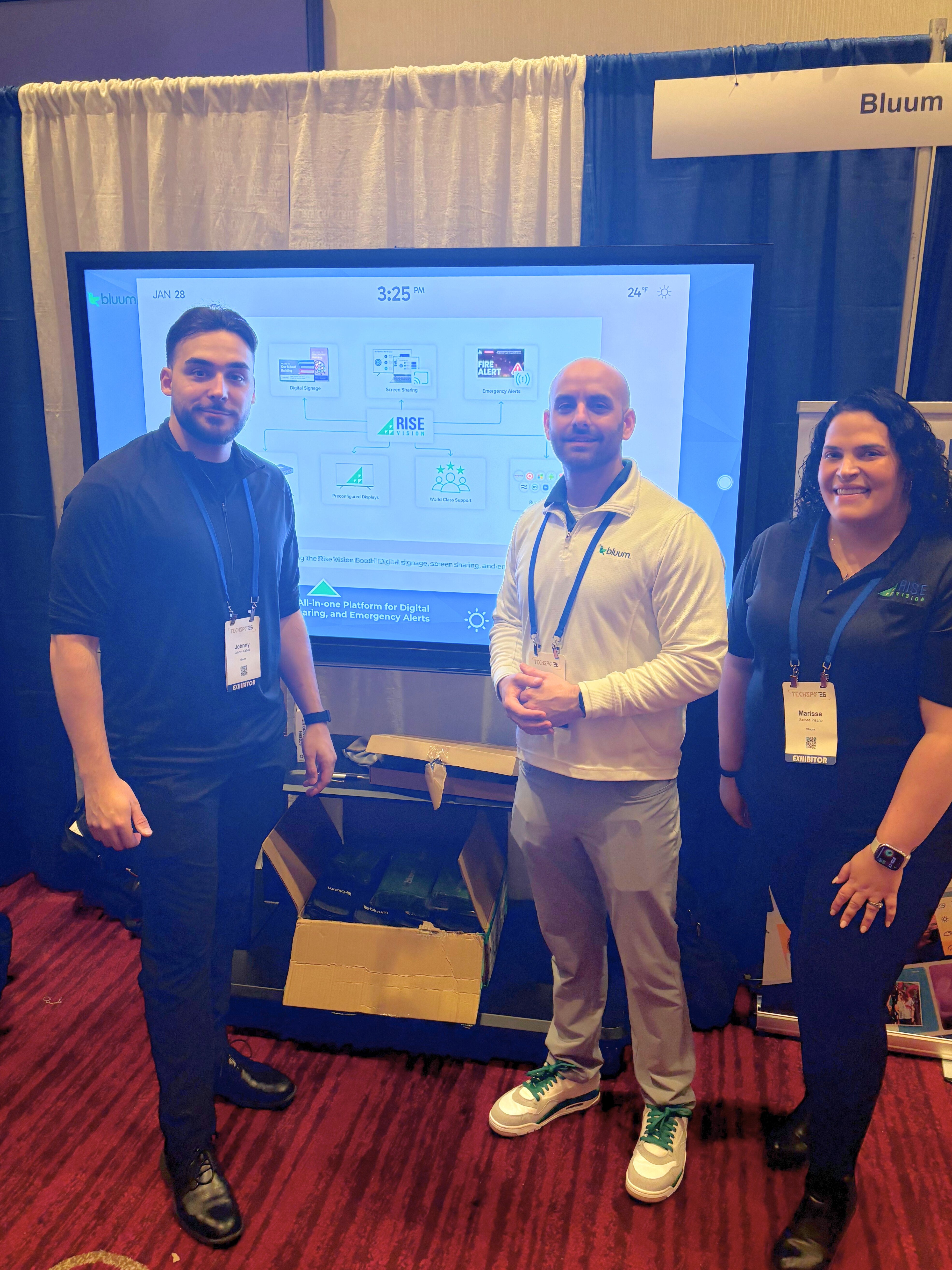 Johnny, Brian Morton (Bluum), and Marissa at Techspo