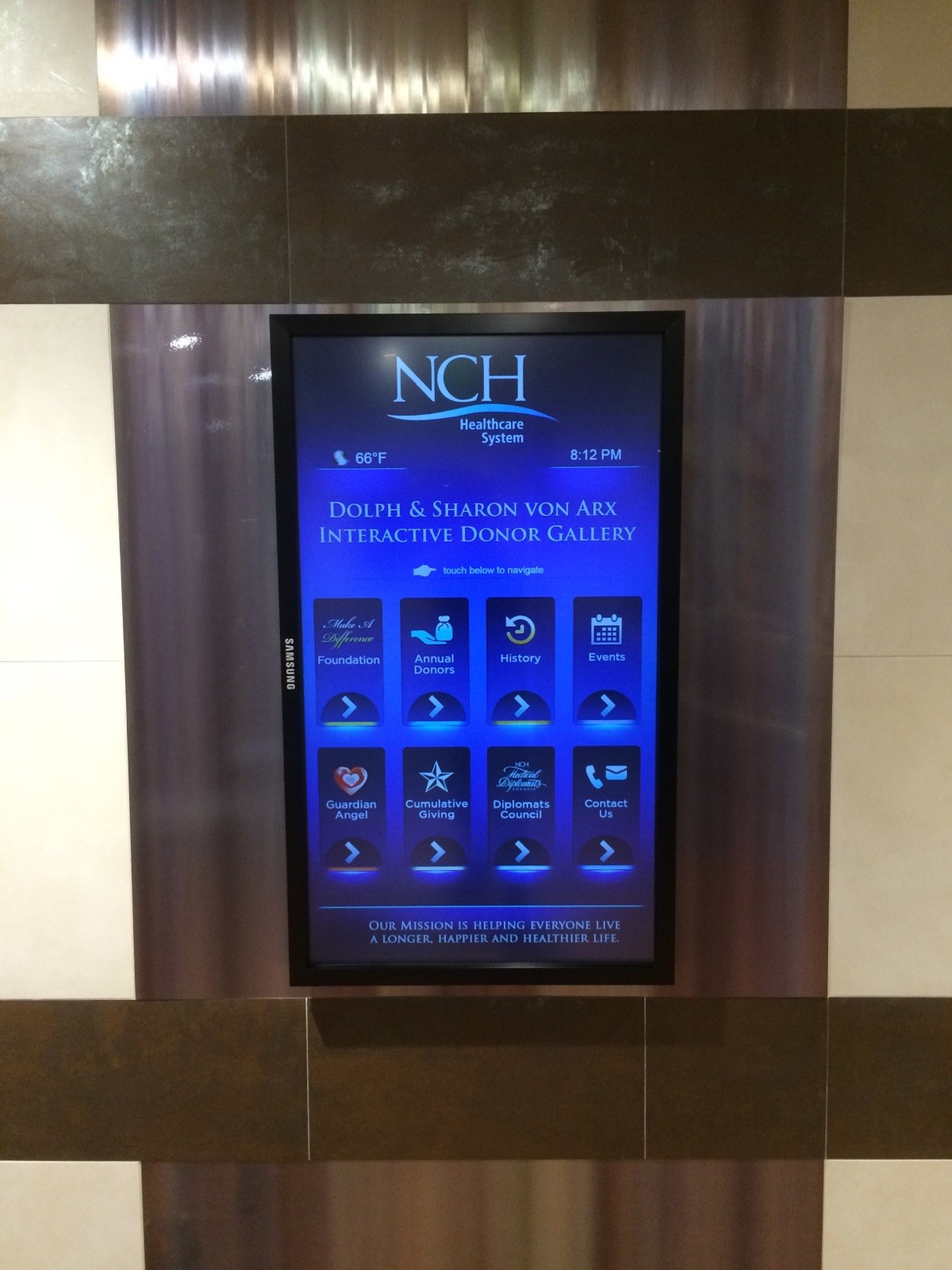 NCH Healthcare Northeast Naples digital display in portrait orientation