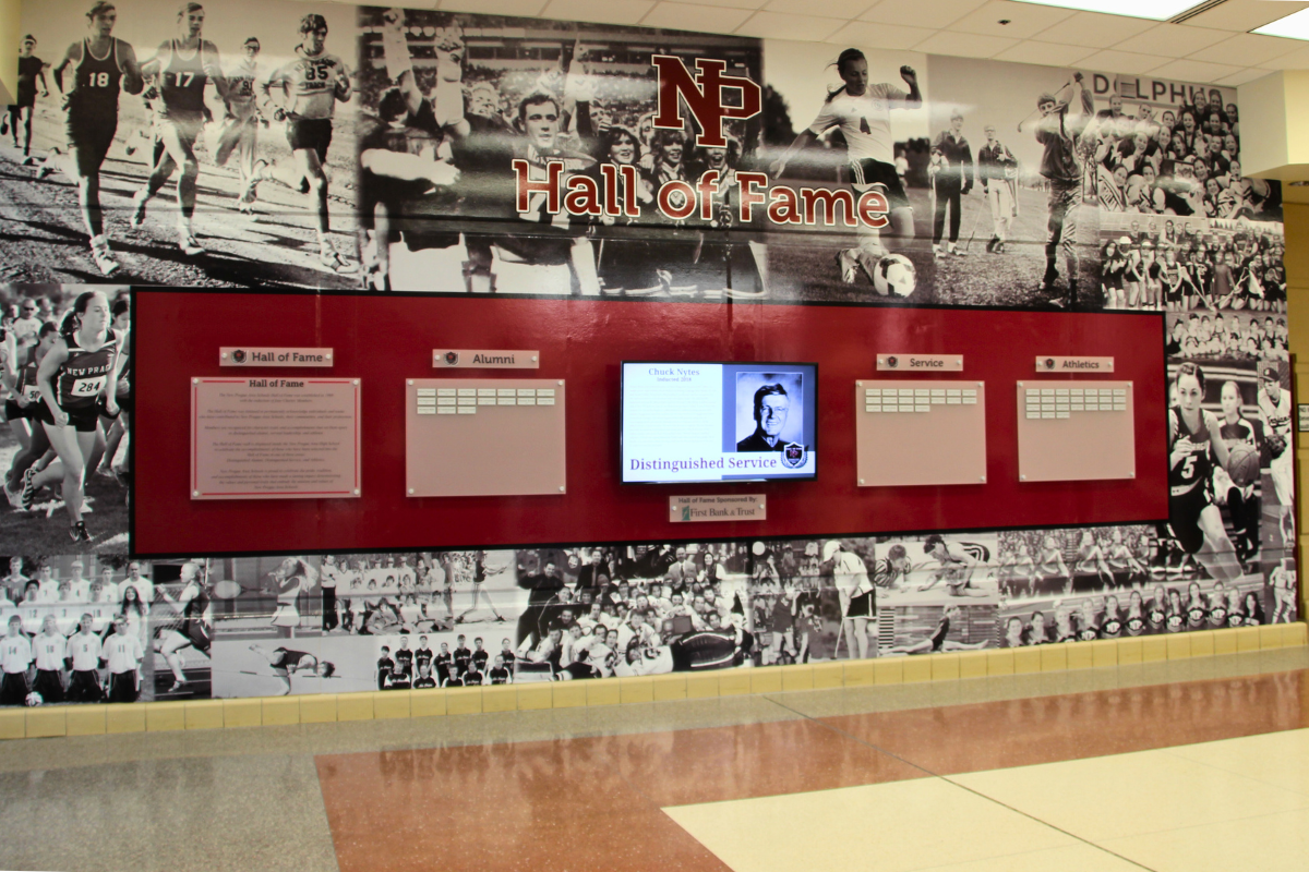 Hall of Fame display at New Prague Area Schools