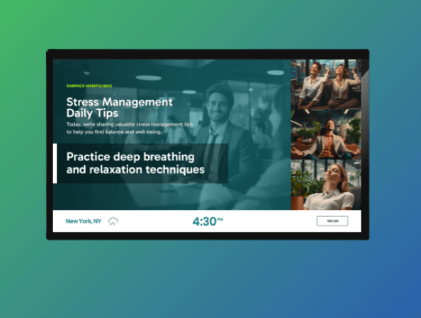 Digital display showing a wellness campaign