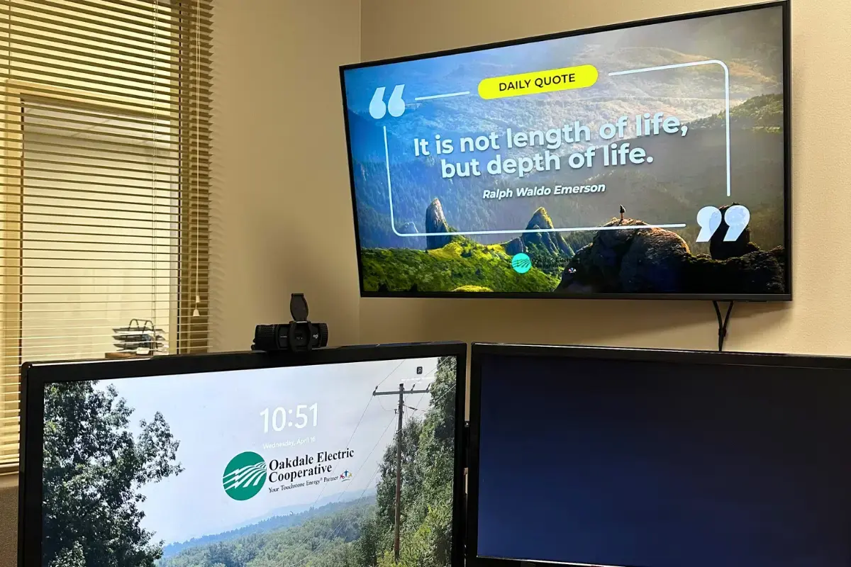 Remote management digital displays on a wall