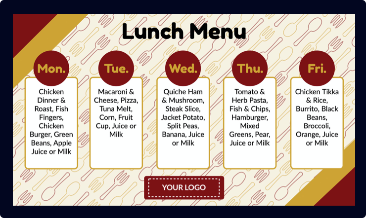 Simple Weekly Lunch Menu